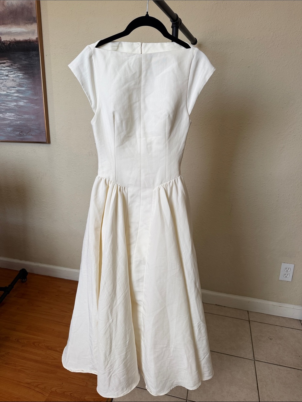 HOUSE OF CB 'Debutante' Ivory Moire Satin Midi Dress NWOT S - Picture 5 of 16